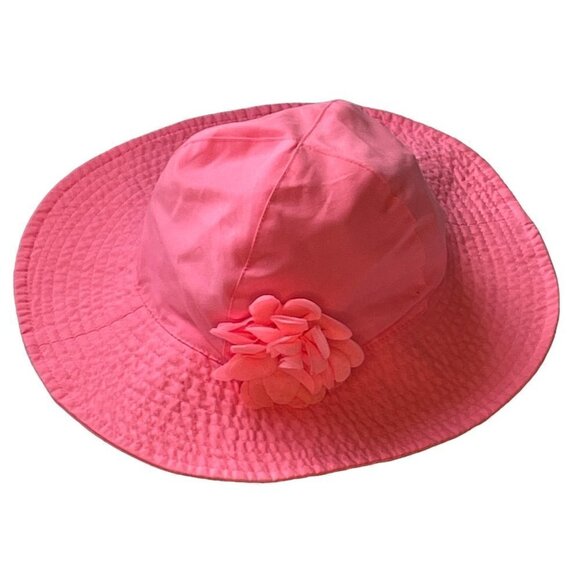 Carter's Baby Toddler Sun Hat Hot Pink Wide Brim and Fabric Flower Size 2T to 4T - Picture 7 of 7